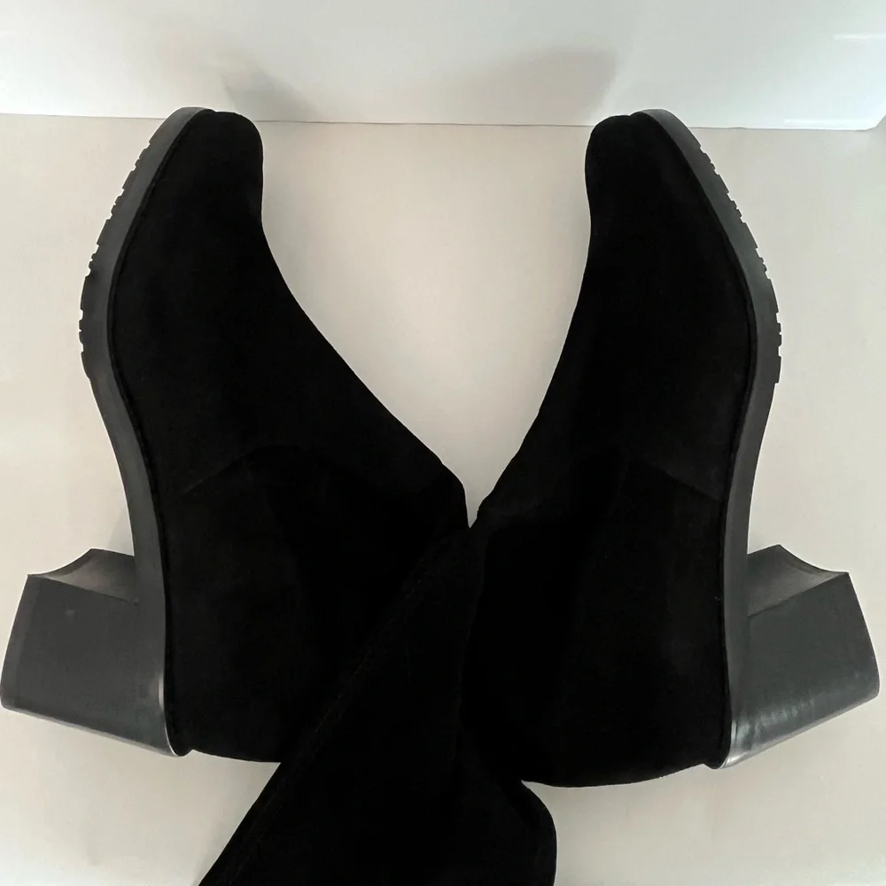 Stuart Weitzman Tieland Over The Knee Boots Size 9M Black Stretch Suede Leather